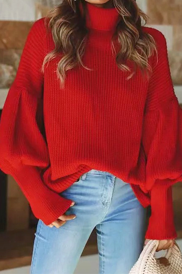 Patchwork Turtleneck Tops Sweater(3 Colors)