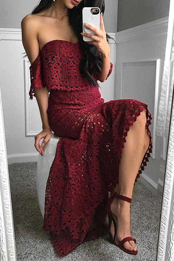 Hollowed Out Backless Strapless Short Sleeve Two Pieces(3 Colors)