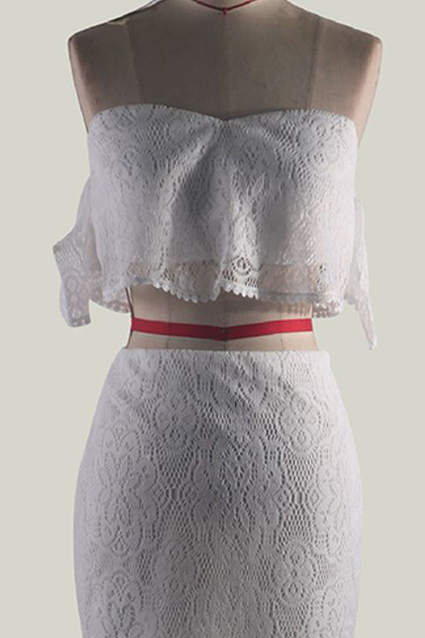 Hollowed Out Backless Strapless Short Sleeve Two Pieces(3 Colors)