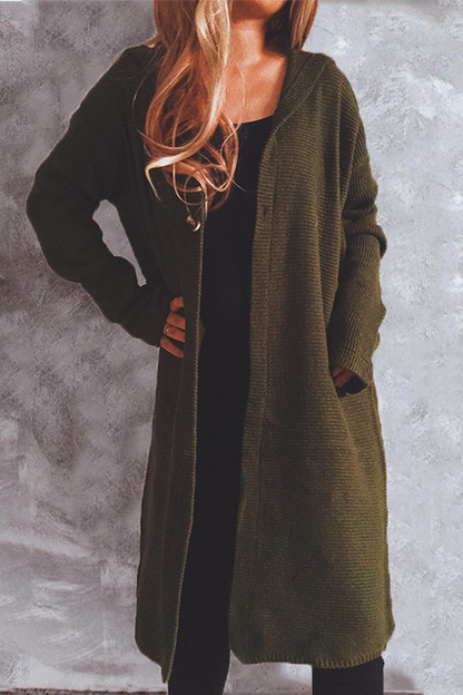 Buttons Basic Hooded Collar Outerwear Sweater