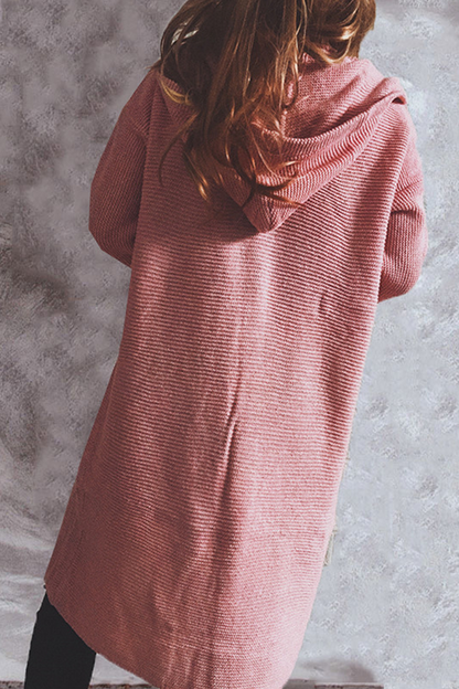 Buttons Basic Hooded Collar Outerwear Sweater