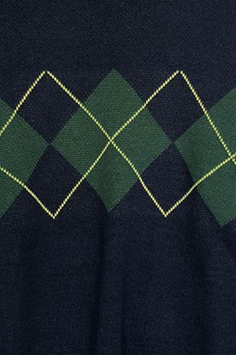 Geometric Patchwork Contrast O Neck Tops Sweater(3 Colors)