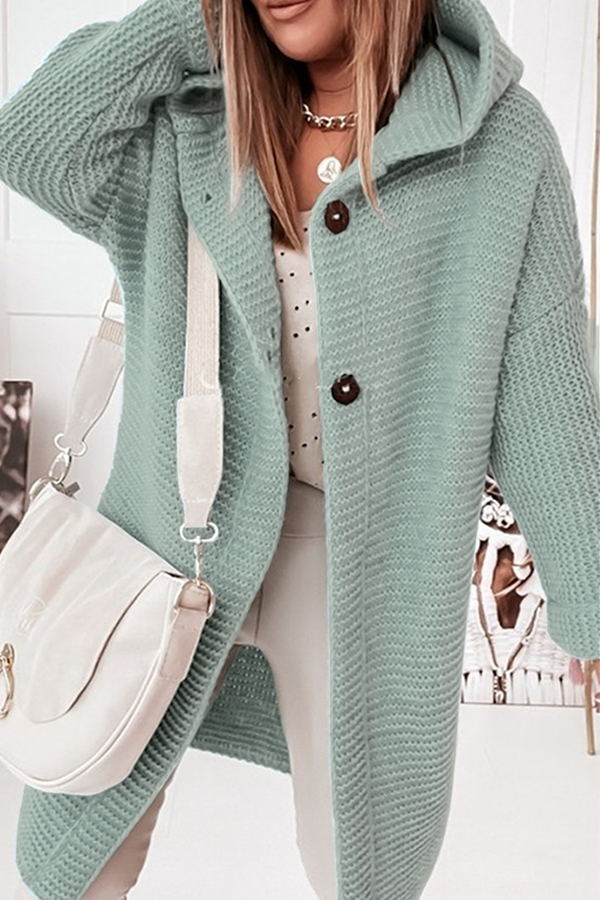 Buckle Hooded Collar Sweater Outerwear(8 Colors)