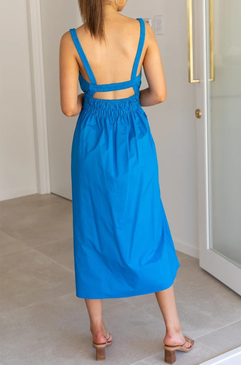 Split Joint Backless Square Collar Waist Skirt Dresses