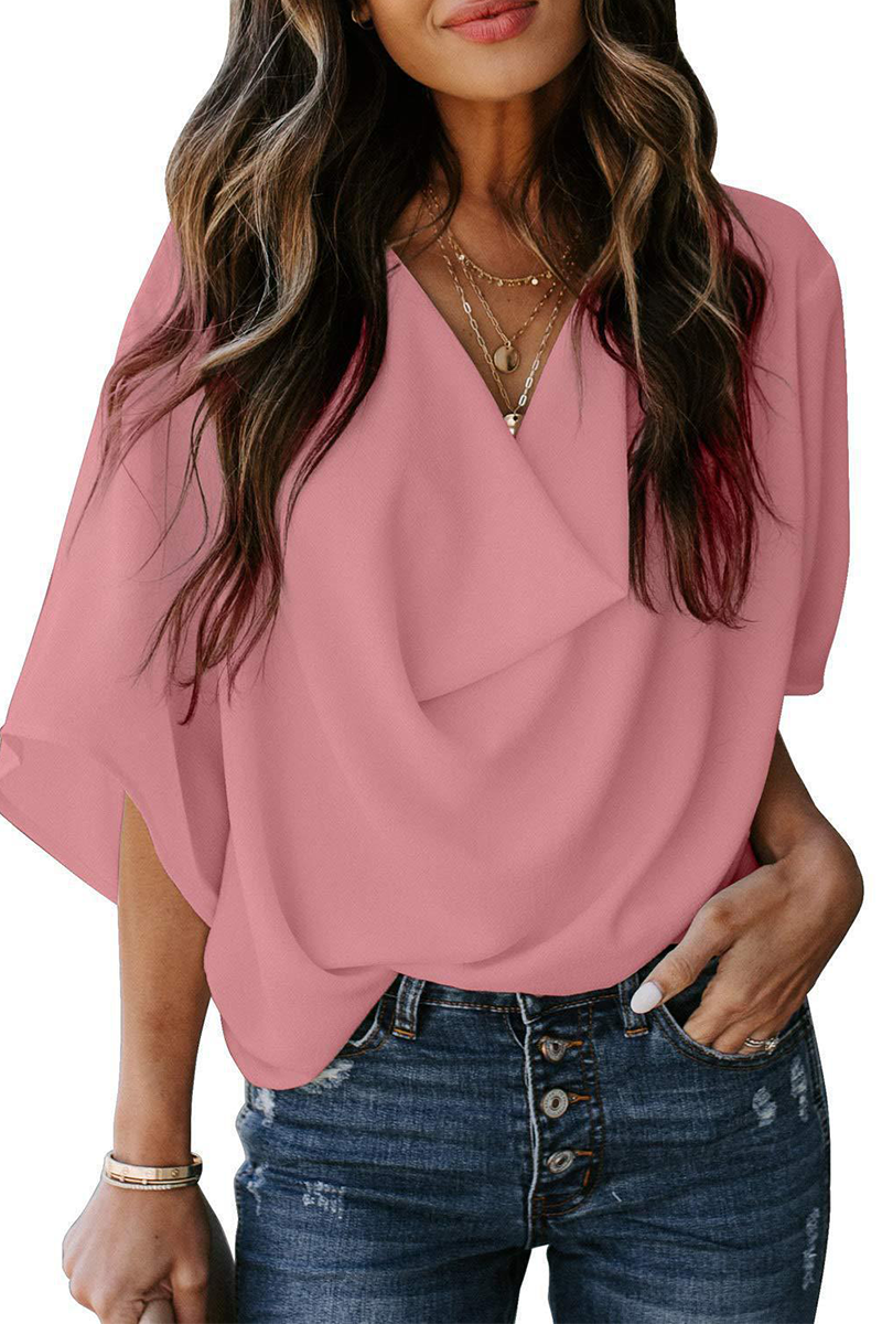 Flounce V Neck T-shirts(7 Colors)