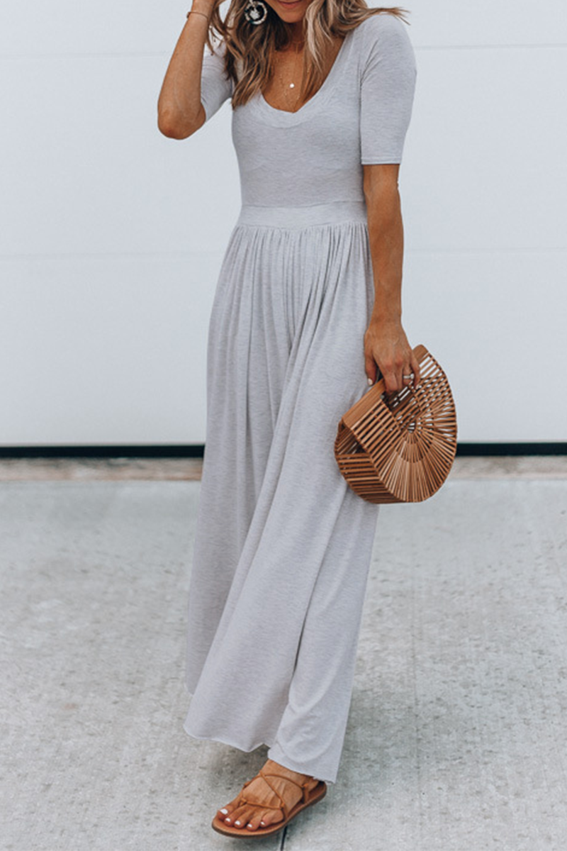 Patchwork Basic U Neck Jumpsuits