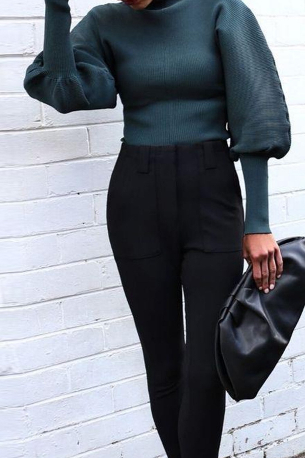Patchwork Turtleneck Tops Sweater
