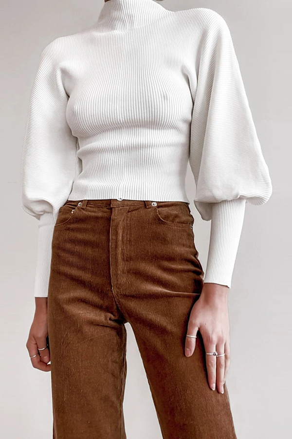 Patchwork Turtleneck Tops Sweater