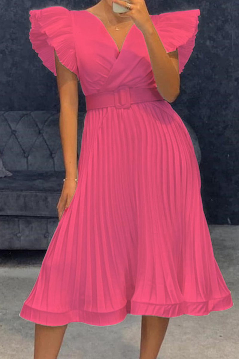 Flounce Cross Straps V Neck Cake Skirt Dresses