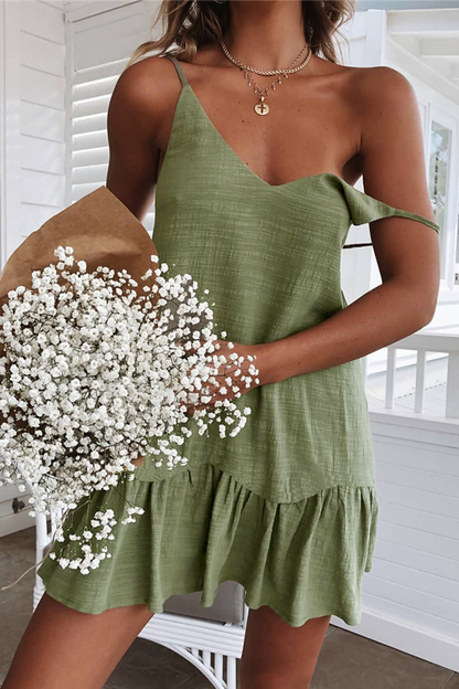 Flounce Off the Shoulder Cake Skirt Dresses(3 Colors)