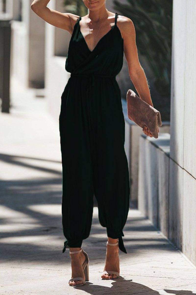Print Patchwork Spaghetti Strap Harlan Jumpsuits(4 Colors)