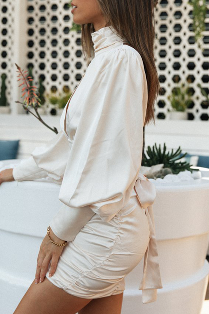 Split Joint Turtleneck Pencil Skirt Dresses
