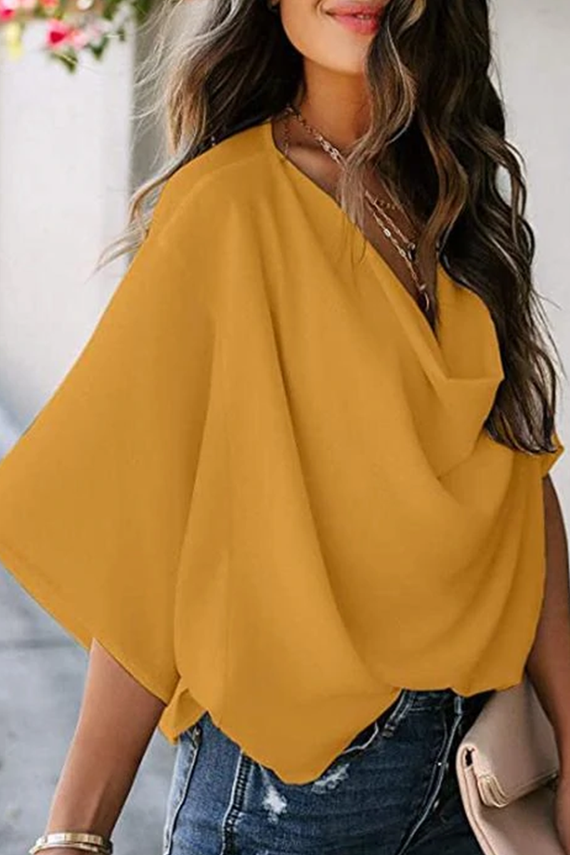 Patchwork V Neck Blouses(7 Colors)