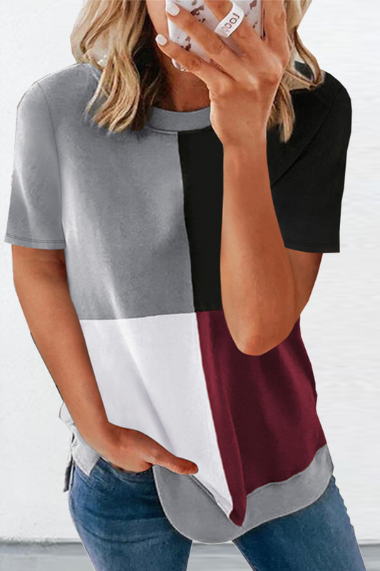 Patchwork O Neck T-shirts