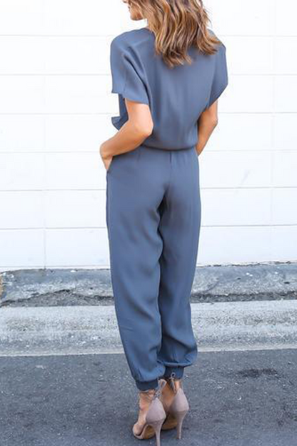 V Neck Straight Jumpsuits(3 Colors)