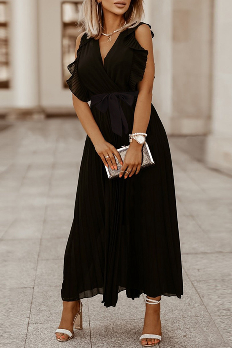 Split Joint V Neck Cake Skirt Dresses(6 Colors)