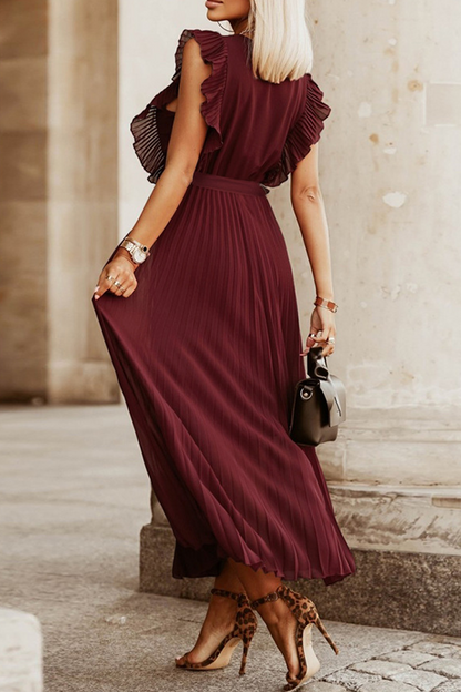 Split Joint V Neck Cake Skirt Dresses(6 Colors)