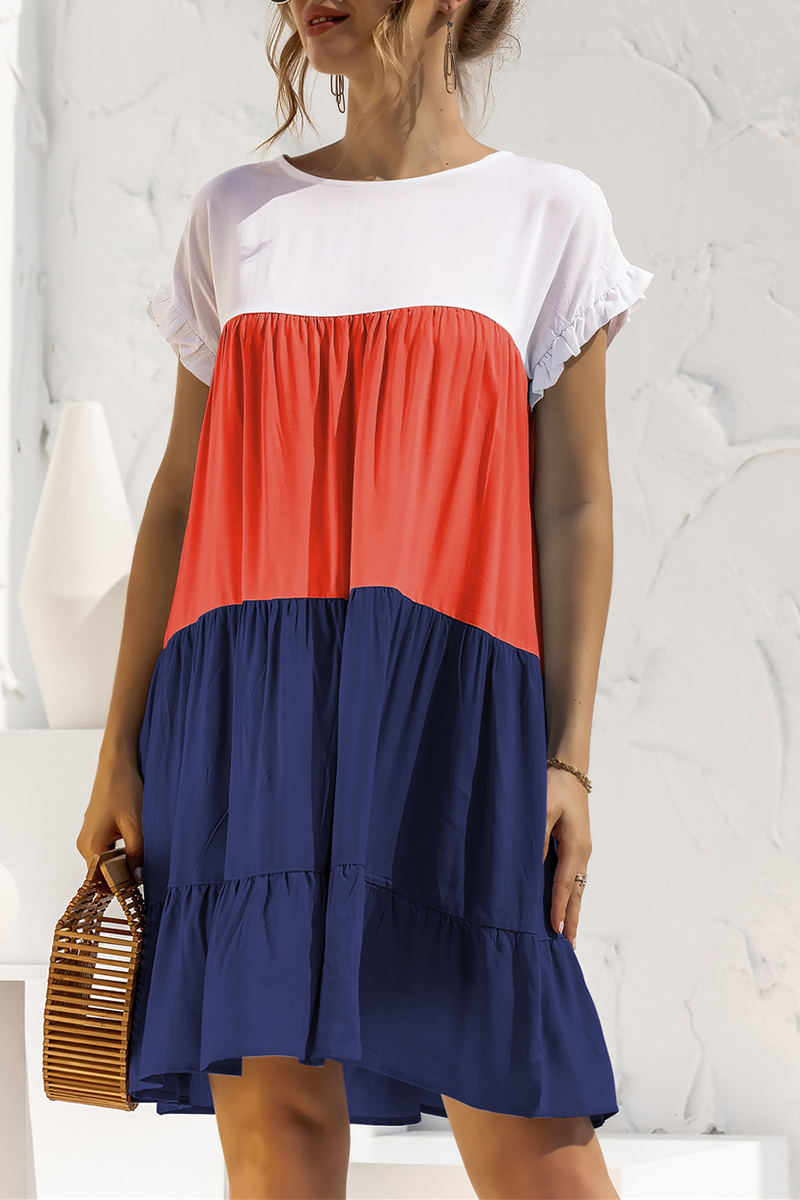 Split Joint O Neck Cake Skirt Dresses(10 Colors)