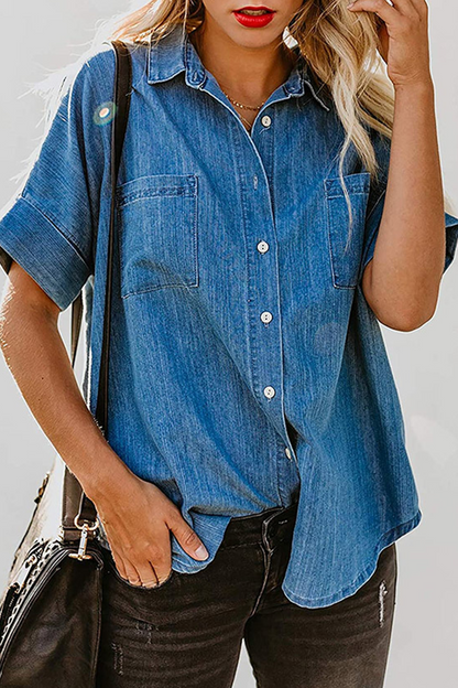 Patchwork Turndown Collar Blouses(3 Colors)