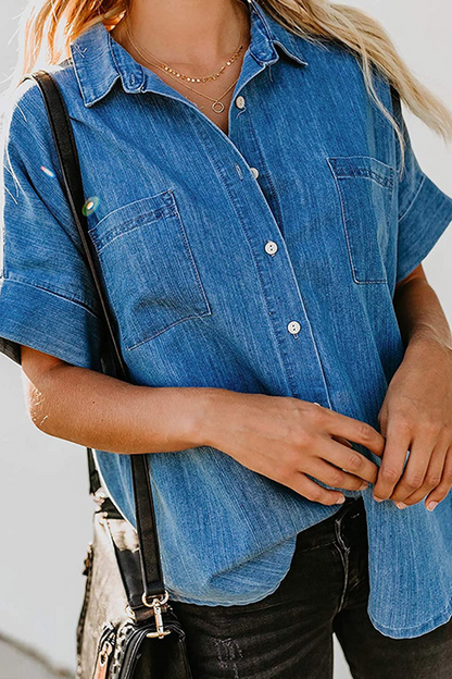 Patchwork Turndown Collar Blouses(3 Colors)