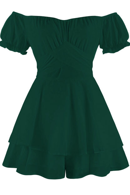 Flounce Off the Shoulder Straight Rompers(9 Colors)