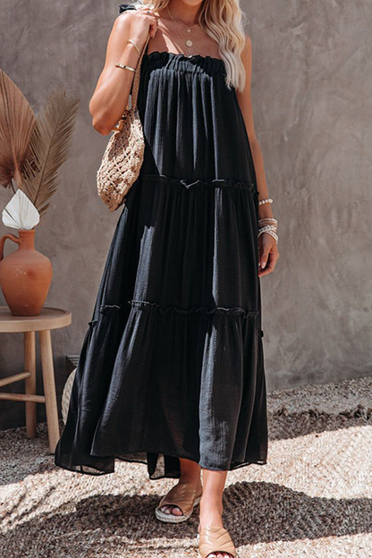 Patchwork Spaghetti Strap Cake Skirt Dresses(3 Colors)