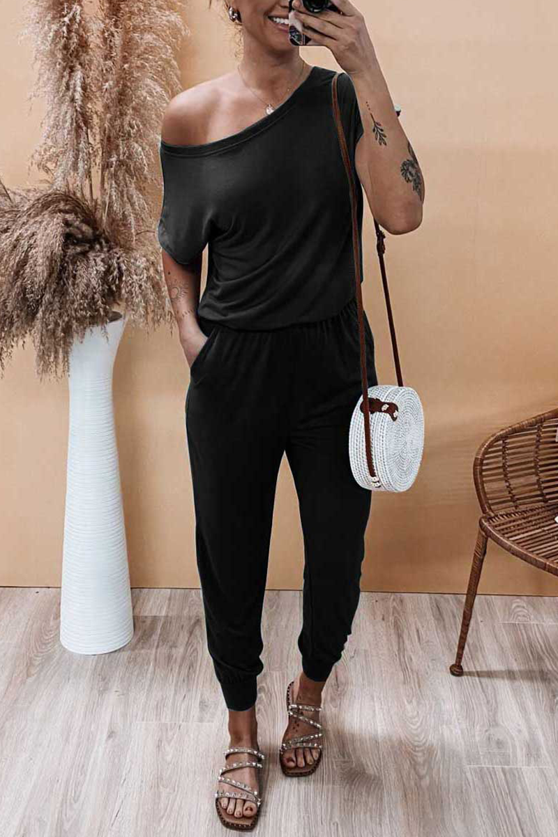 Split Joint One Shoulder Harlan Jumpsuits(6 Colors)
