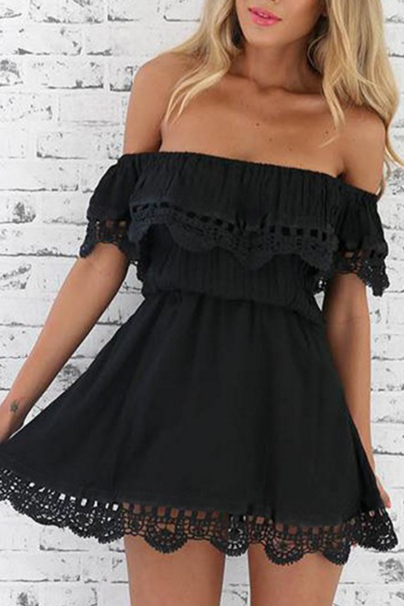 Split Joint Off the Shoulder Cake Skirt Dresses