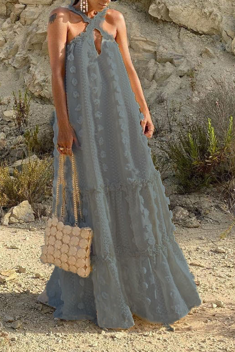 Patchwork Halter Cake Skirt Dresses
