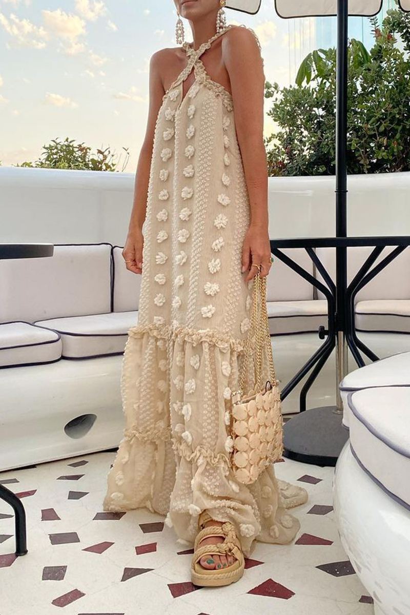 Patchwork Halter Cake Skirt Dresses