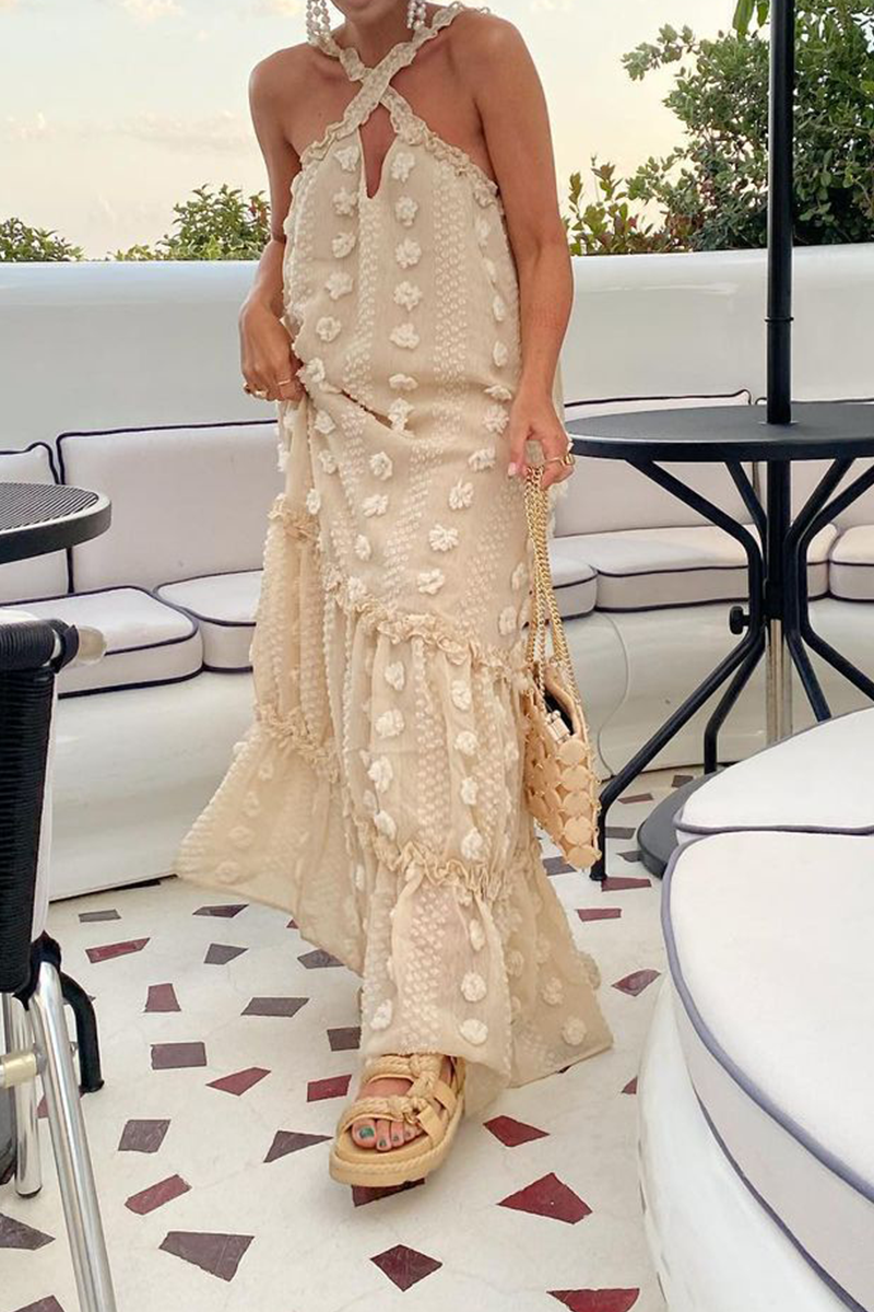 Patchwork Halter Cake Skirt Dresses