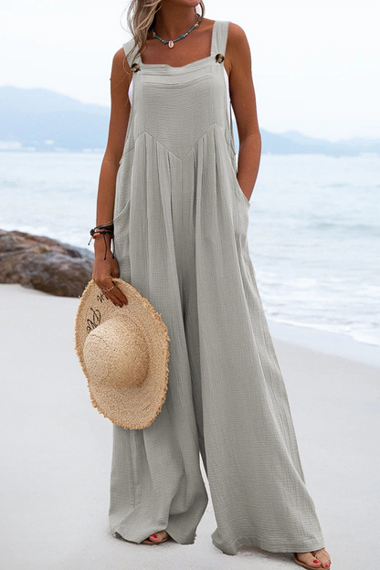 Split Joint Square Collar Loose Jumpsuits(13 Colors)