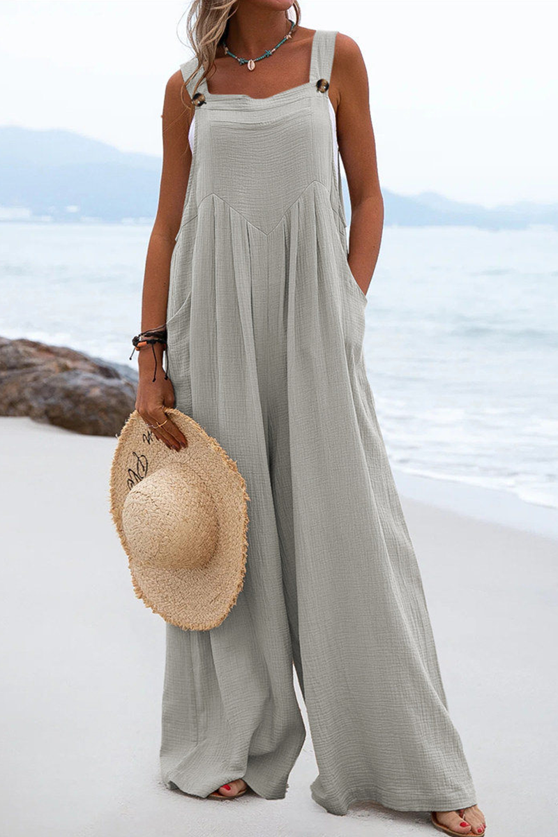 Split Joint Square Collar Loose Jumpsuits(13 Colors)