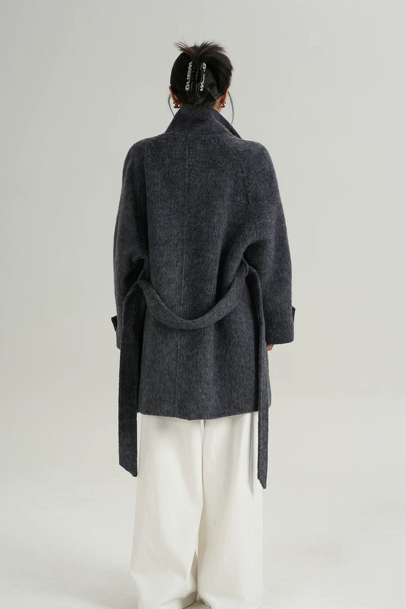 Wool Warm Loose Mock-neck Coat