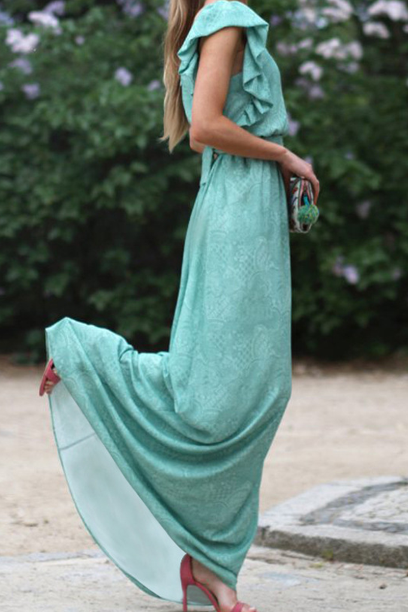 Flounce V Neck Waist Skirt Dresses