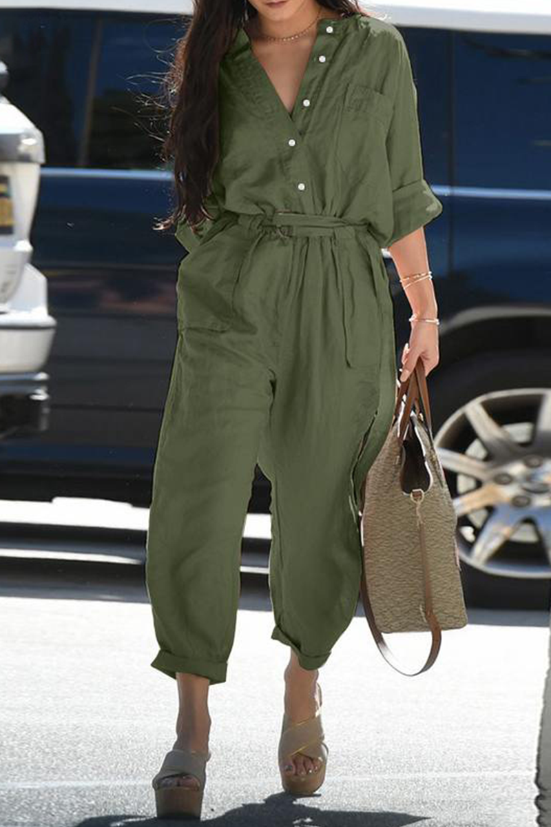 Patchwork V Neck Harlan Jumpsuits(3 Colors)