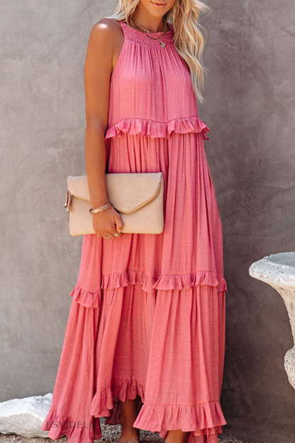 Street Flounce Spaghetti Strap Cake Skirt Dresses(3 Colors)