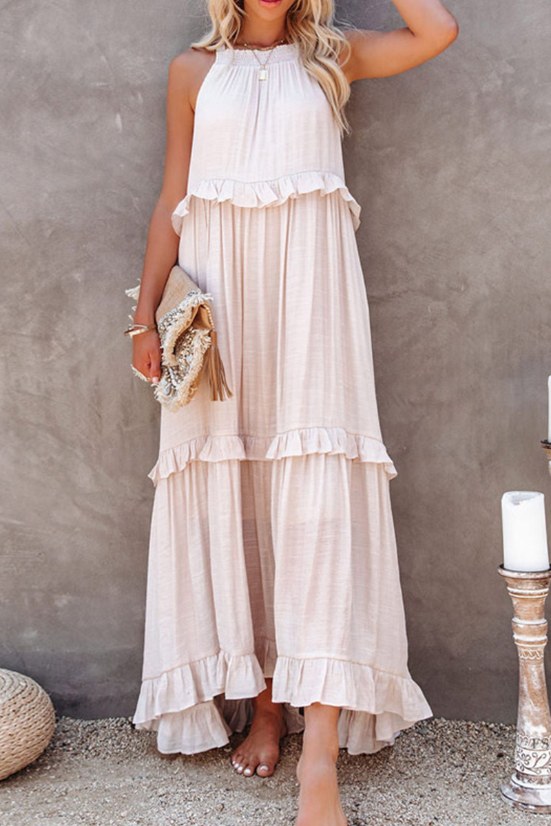 Street Flounce Spaghetti Strap Cake Skirt Dresses(3 Colors)