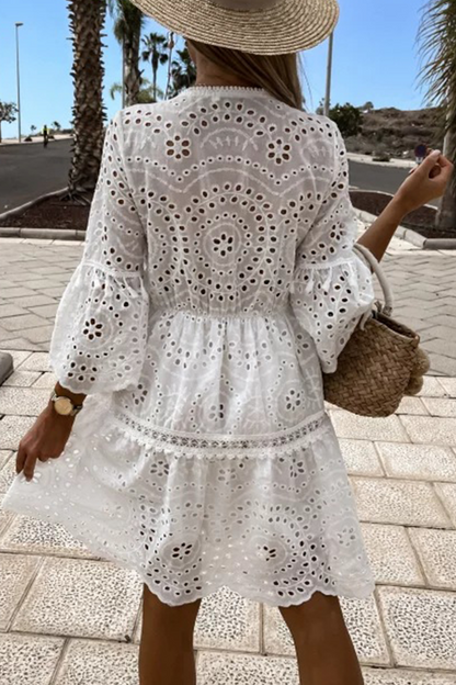 Lace V Neck Cake Skirt Dresses