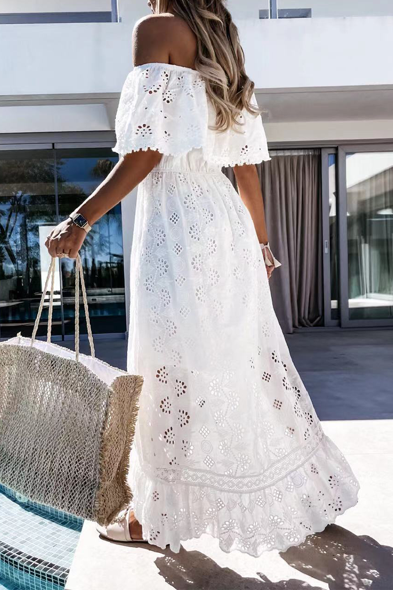 Lace Off the Shoulder Cake Skirt Dresses