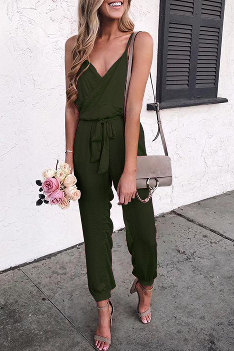 Split Joint Spaghetti Strap Harlan Jumpsuits(8 Colors)