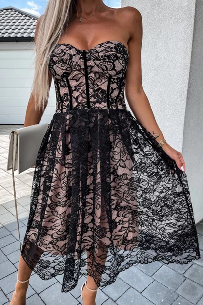 Lace Strapless Cake Skirt Dresses