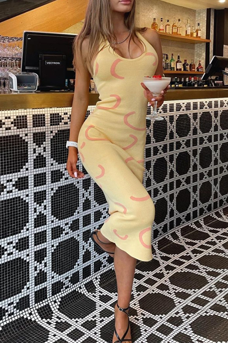 Print Halter Pencil Skirt Dresses
