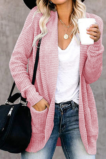 Split Joint Cardigan Collar Tops(6 Colors)