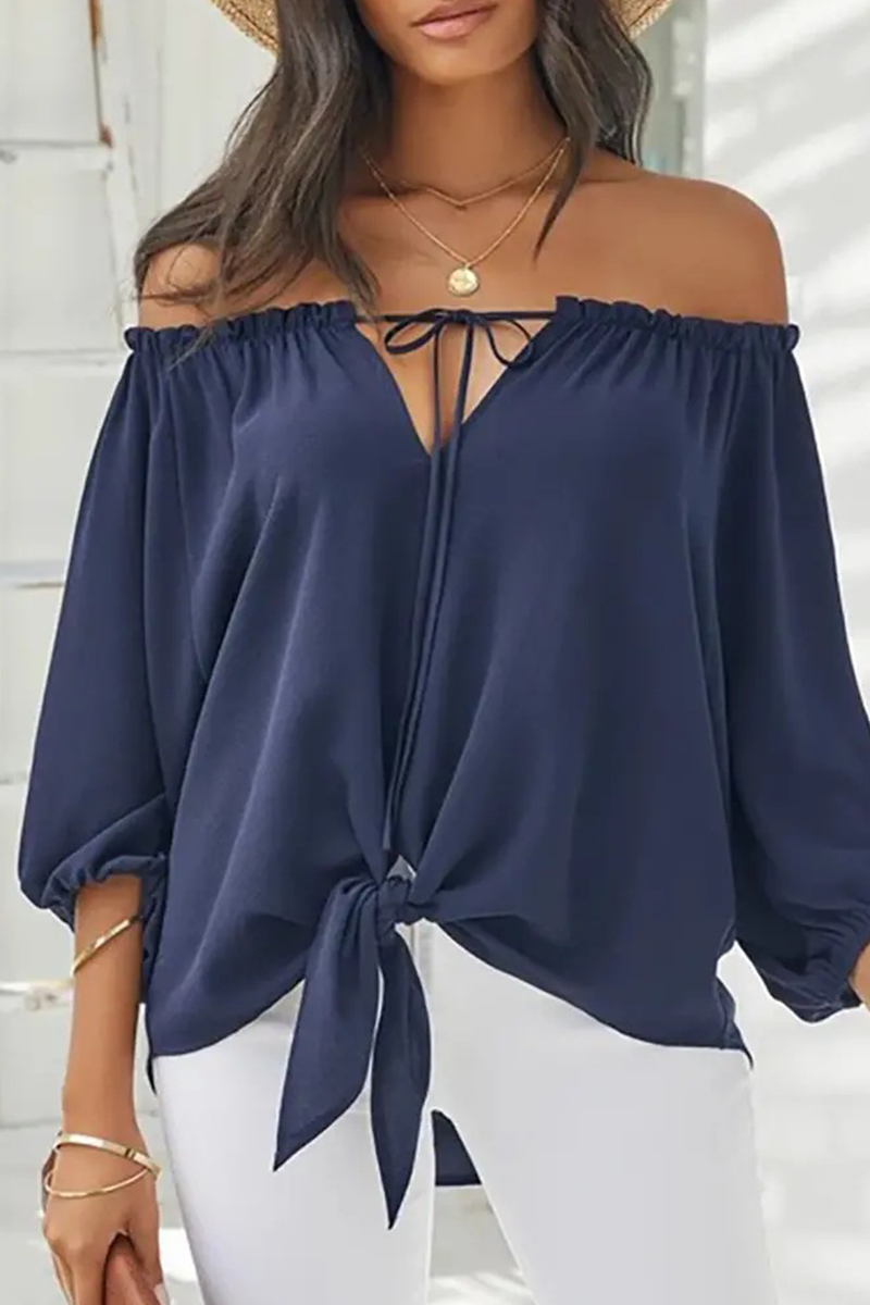 Print Patchwork Off the Shoulder Blouses(7 Colors)