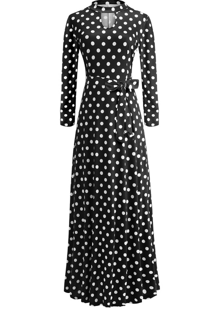 Vacation Print Hollowed Out Half a Turtleneck Cake Skirt Dresses(13 Colors)