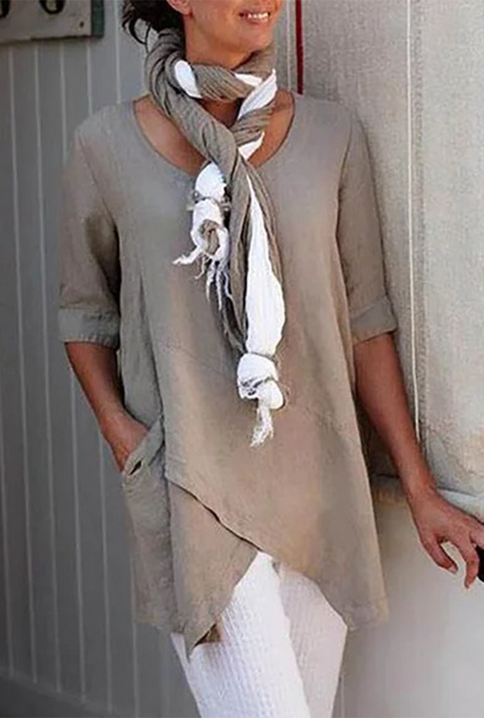 Patchwork O Neck T-shirts(6 Colors)