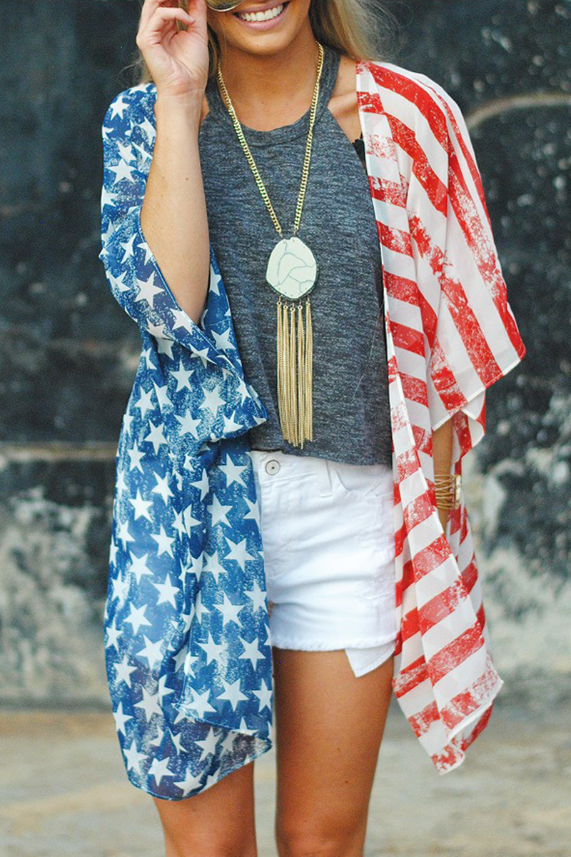 Striped Patchwork Cardigan Collar Tops