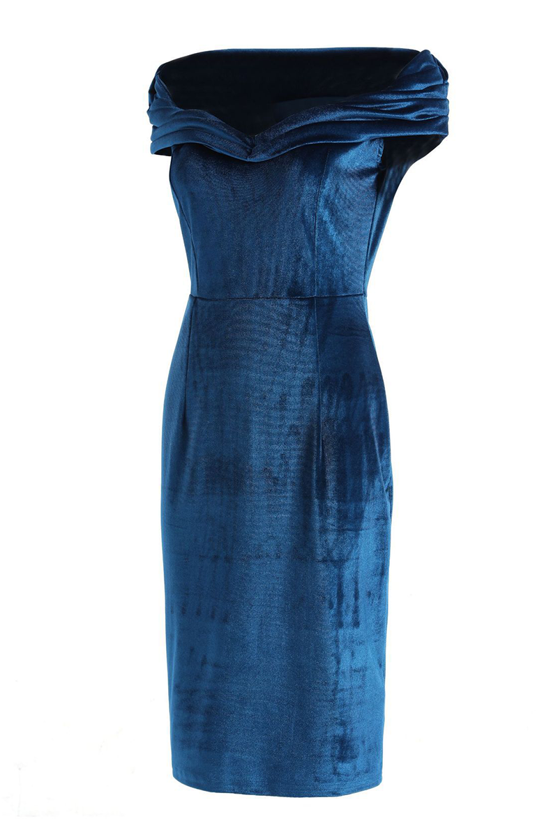 Patchwork Off the Shoulder Pencil Skirt Dresses(4 Colors)