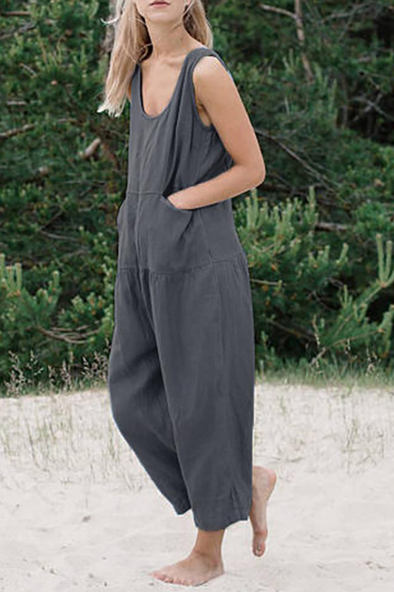 Patchwork U Neck Harlan Jumpsuits